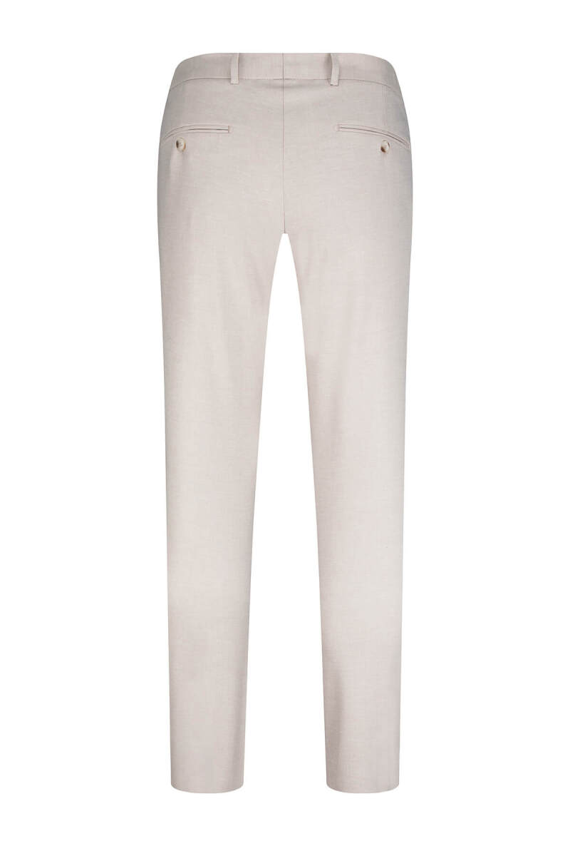 Bej Regular Fit Yandan Cepli Keten Pantolon - Saykı (1)