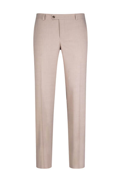 Bej Regular Fit Yandan Cepli Kumaş Pantolon - 1