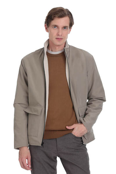 Bej Regular Fit Yarım Balıkçı Yaka Baharlık Mont - 9