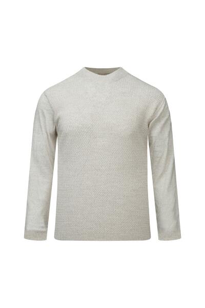 Bej Regular Fit Yarım Balıkçı Yaka Yünlü Kazak 