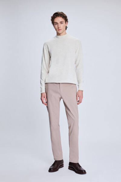 Bej Regular Fit Yarım Balıkçı Yaka Yünlü Triko Kazak - 2