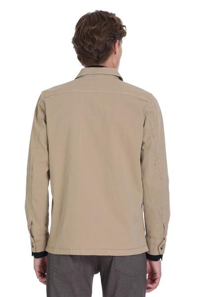 Bej Slim Fit Bebe Yaka Mevsimlik Mont - 8