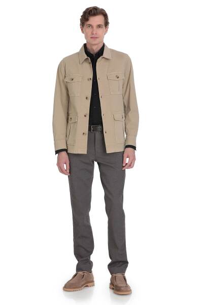 Bej Slim Fit Bebe Yaka Mevsimlik Mont - 2