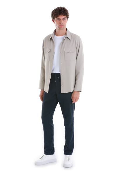 Bej Slim Fit Bebe Yaka Baharlık Mont - 2