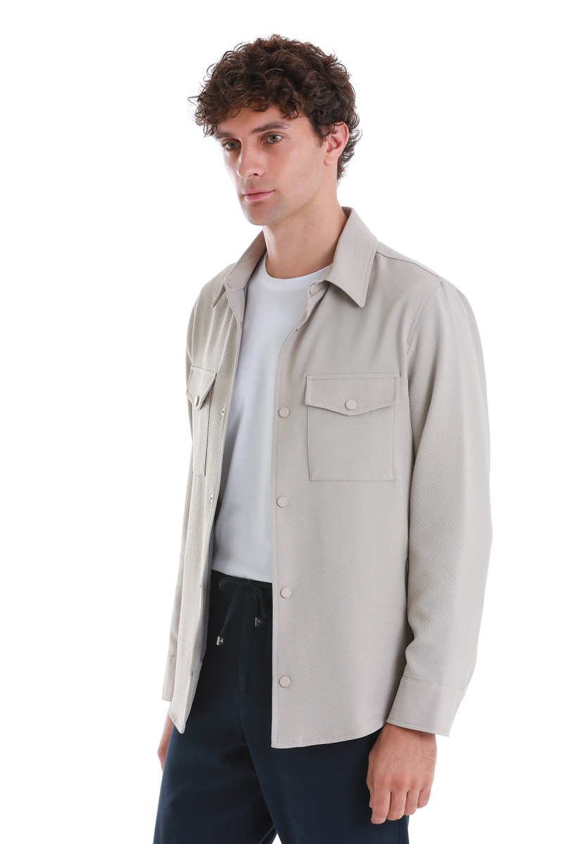 Bej Slim Fit Bebe Yaka Baharlık Mont - HTML (1)