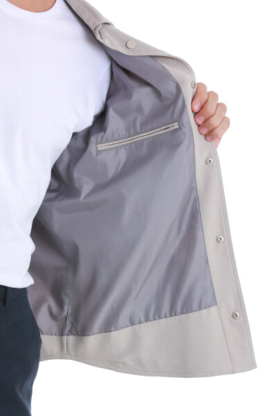 Bej Slim Fit Bebe Yaka Baharlık Mont - 6