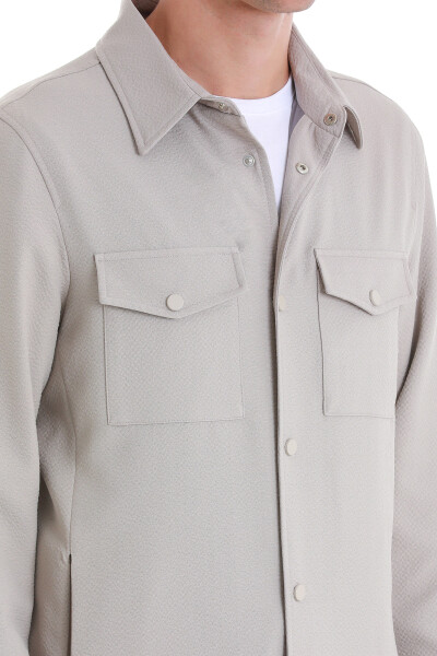 Bej Slim Fit Bebe Yaka Baharlık Mont - 7