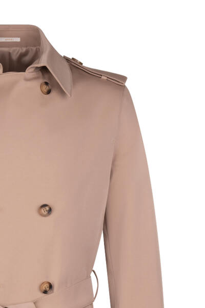 Bej Slim Fit Pamuklu Trençkot - 3