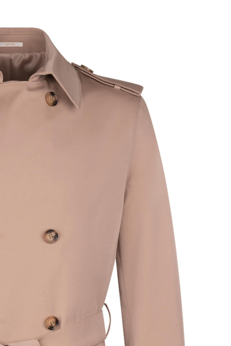 Bej Slim Fit Pamuklu Trençkot - Hatem Saykı (1)