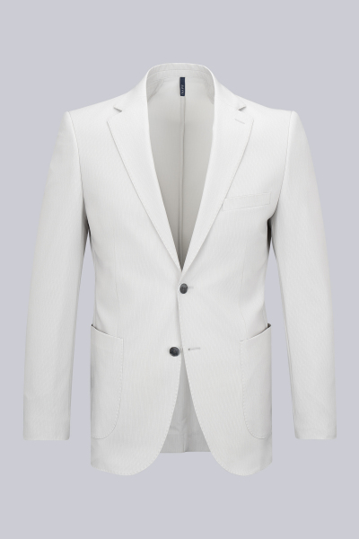 Bej Slim Fit Çizgili Mono Yaka Takım Elbise - 2