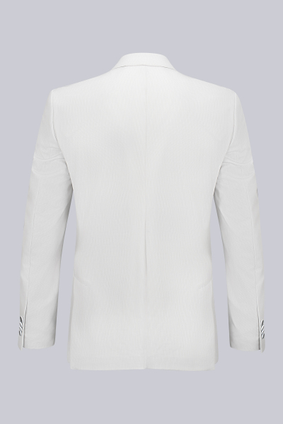 Bej Slim Fit Çizgili Mono Yaka Takım Elbise - 3