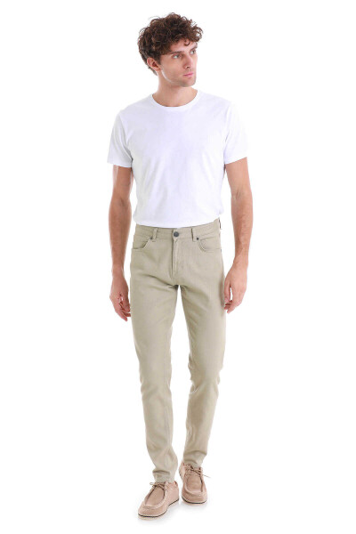 Bej Slim Fit 5 Cep Pamuklu Kanvas Pantolon - 2
