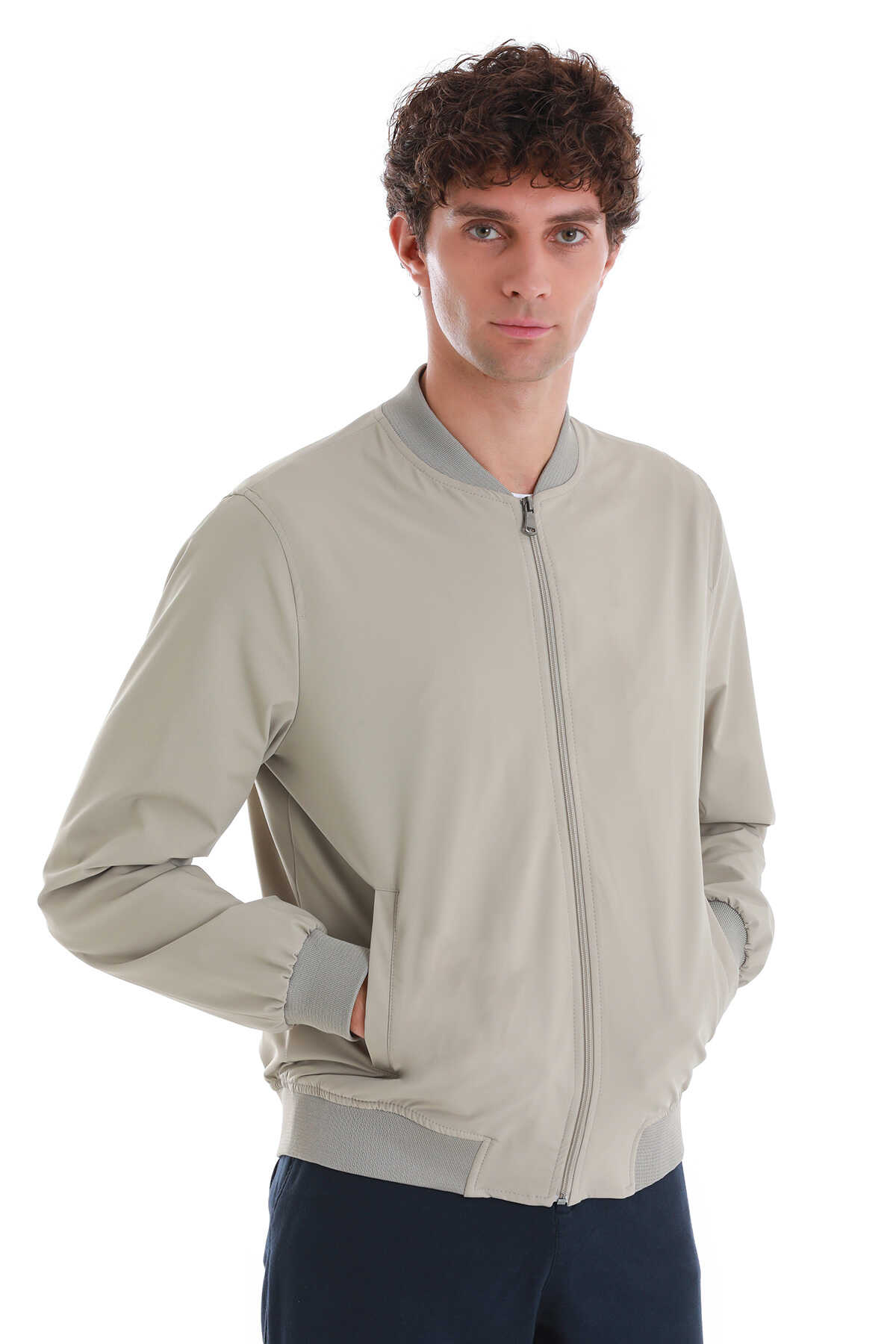 Bej Slim Fit Baharlık Bomber Mont - 4
