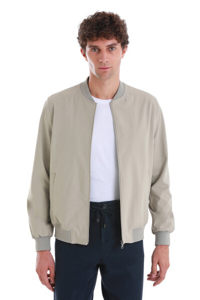 Bej Slim Fit Baharlık Bomber Mont 