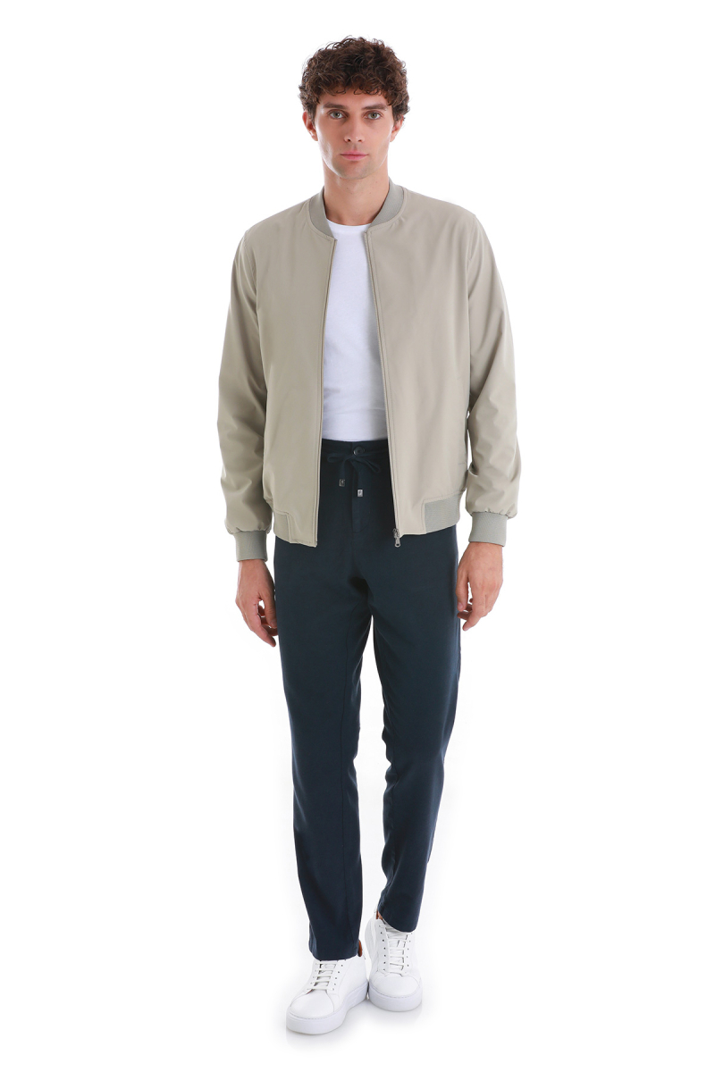 Bej Slim Fit Baharlık Bomber Mont - Hatem Saykı (1)