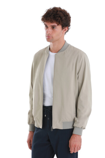 Bej Slim Fit Baharlık Bomber Mont - 5