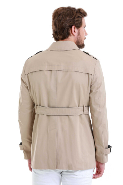 Bej Slim Fit Bebe Yaka Pamuklu Trençkot - 7