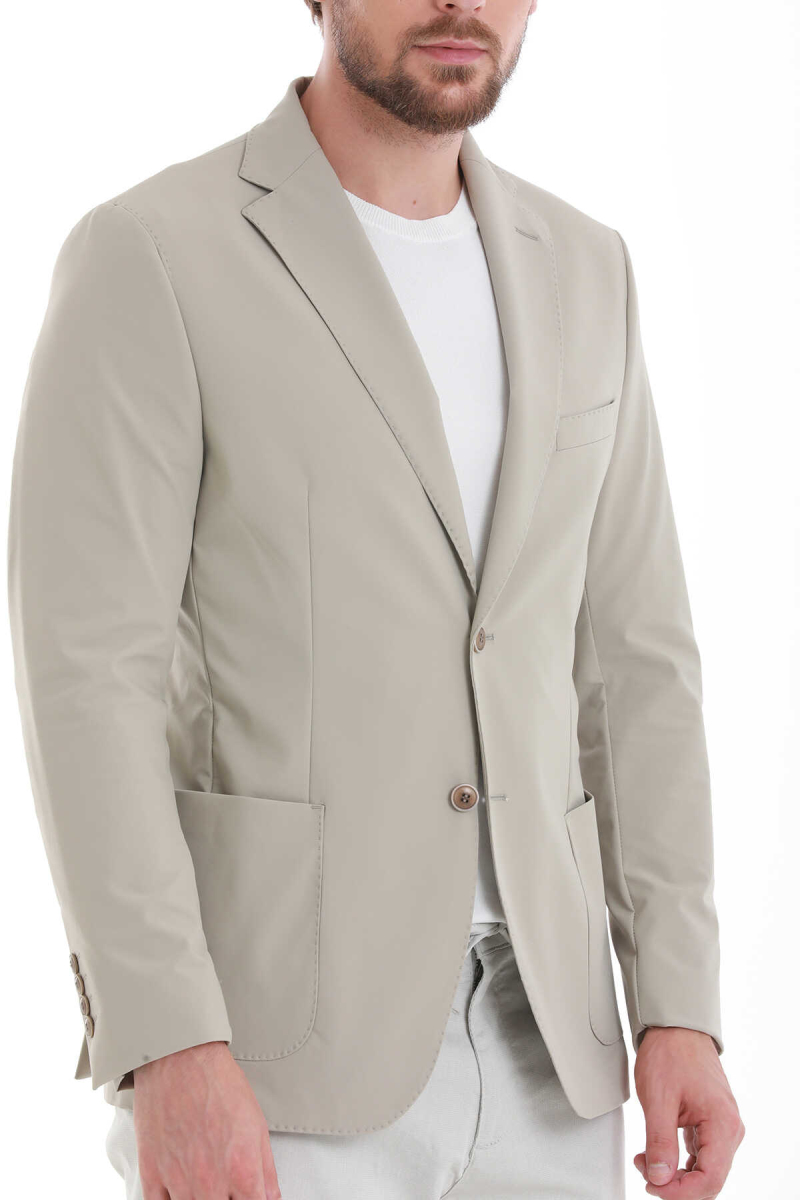 Bej Slim Fit Mono Yaka Casual Ceket - Hatem Saykı (1)