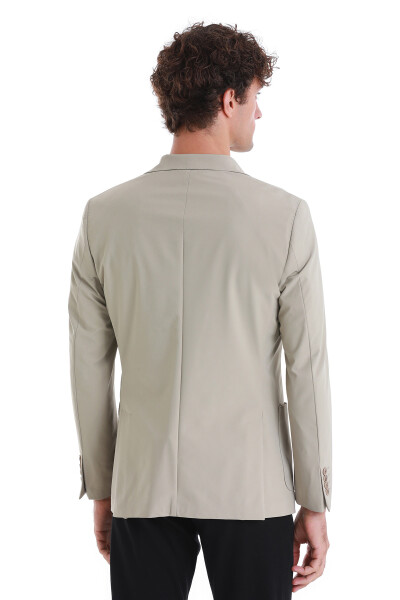 Bej Slim Fit Mono Yaka Casual Ceket - 9
