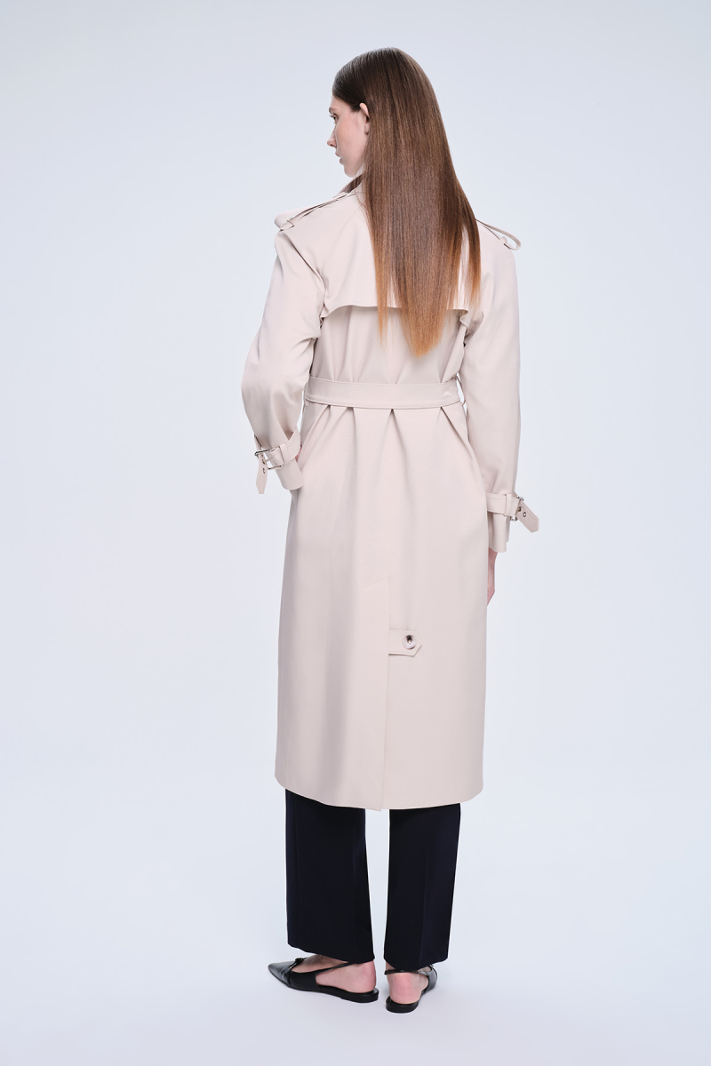 Saykı Woman Bej Slim Fit Mono Yaka Pamuklu Trençkot - Saykı Woman (1)