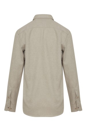 Bej Slim Fit Uzun Kol Pamuklu Flanel Gömlek - 5