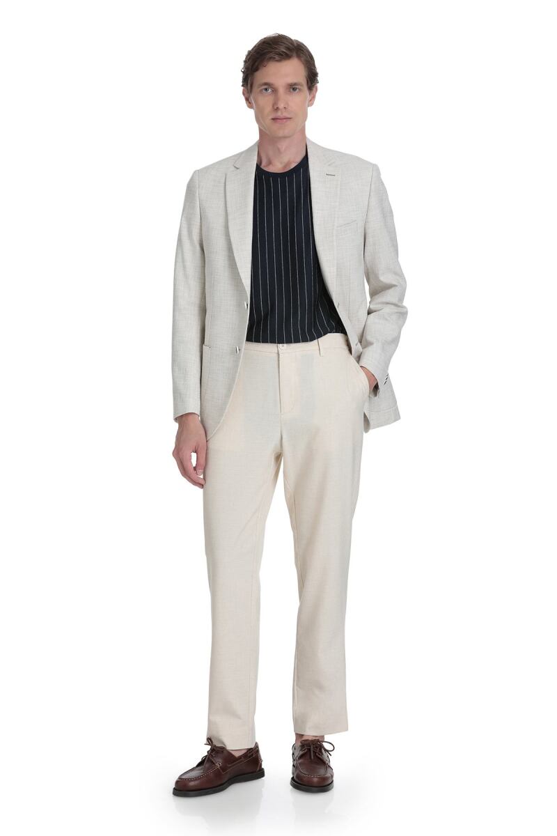 Bej Slim Fit Mono Yaka Casual Ceket - HTML (1)