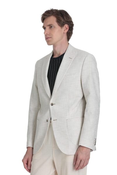 Bej Slim Fit Mono Yaka Casual Ceket - 3