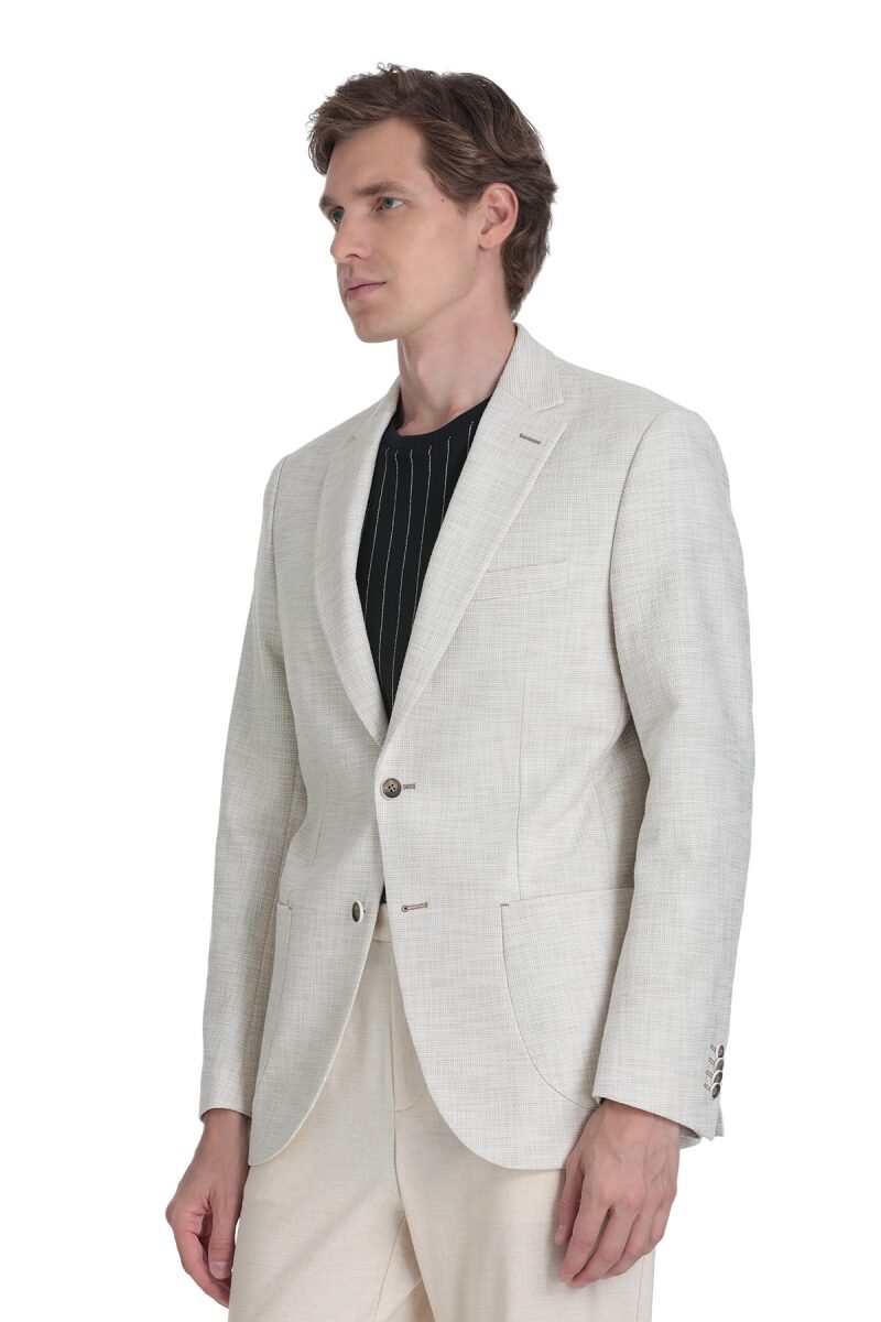 Bej Slim Fit Mono Yaka Casual Ceket - HTML (1)