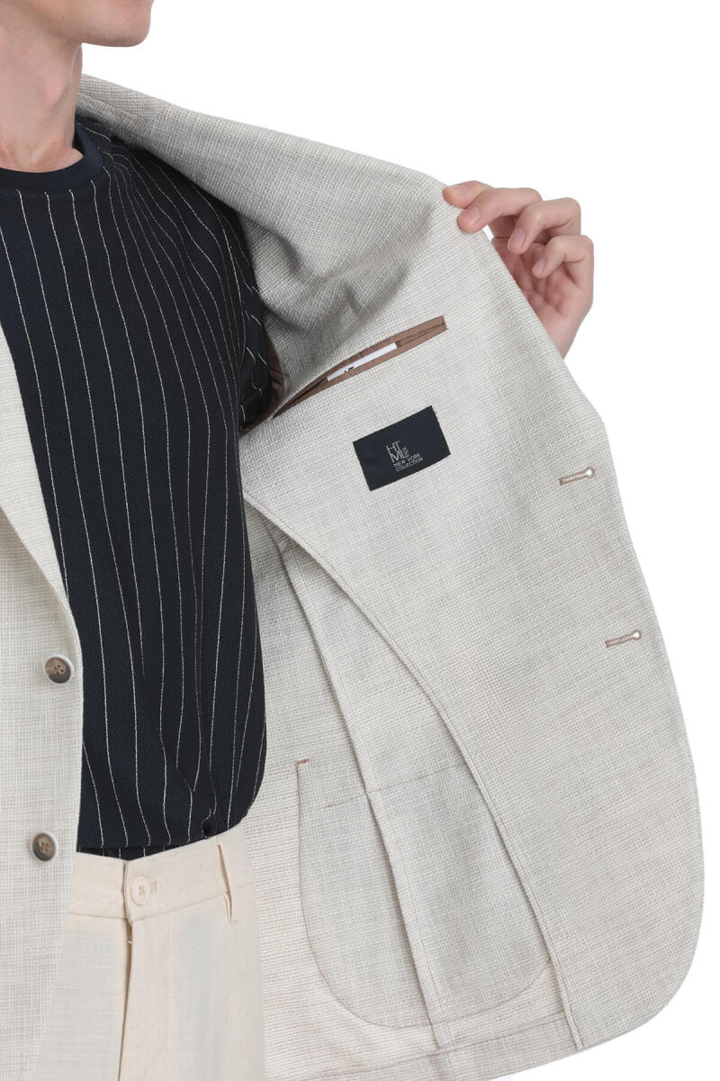 Bej Slim Fit Mono Yaka Casual Ceket - HTML (1)