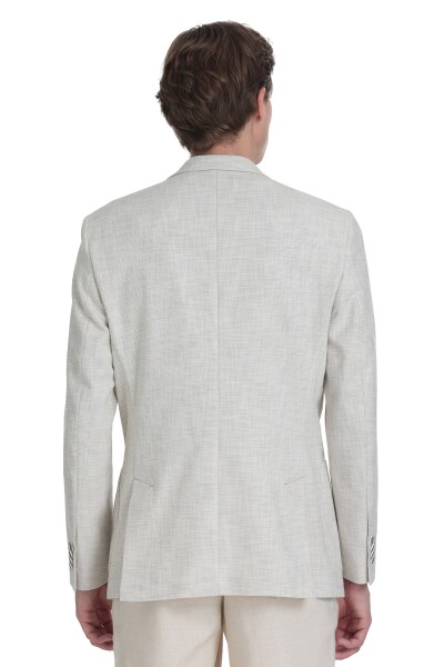 Bej Slim Fit Mono Yaka Casual Ceket - 6