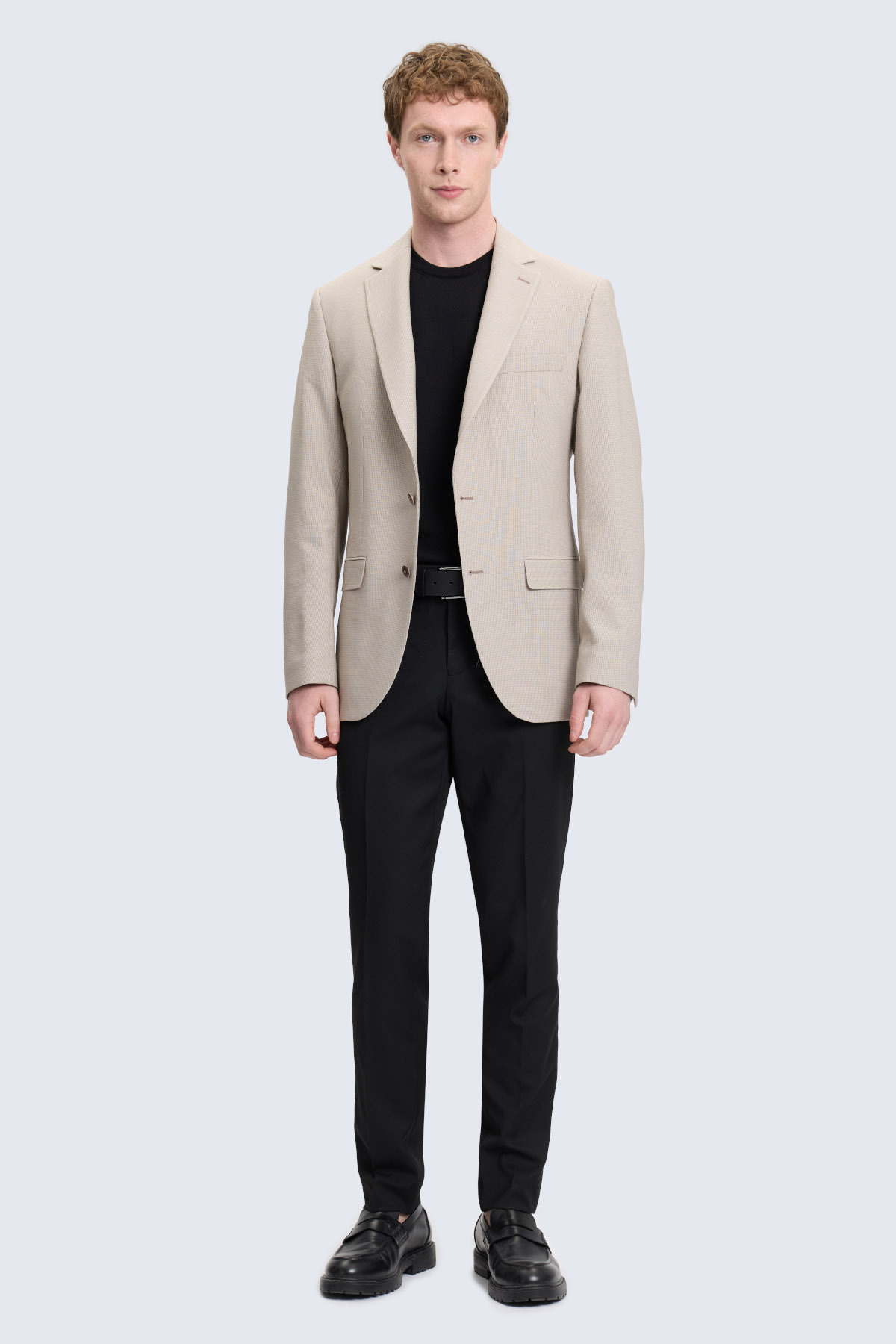 Bej Slim Fit Mono Yaka Klasik Ceket - 2