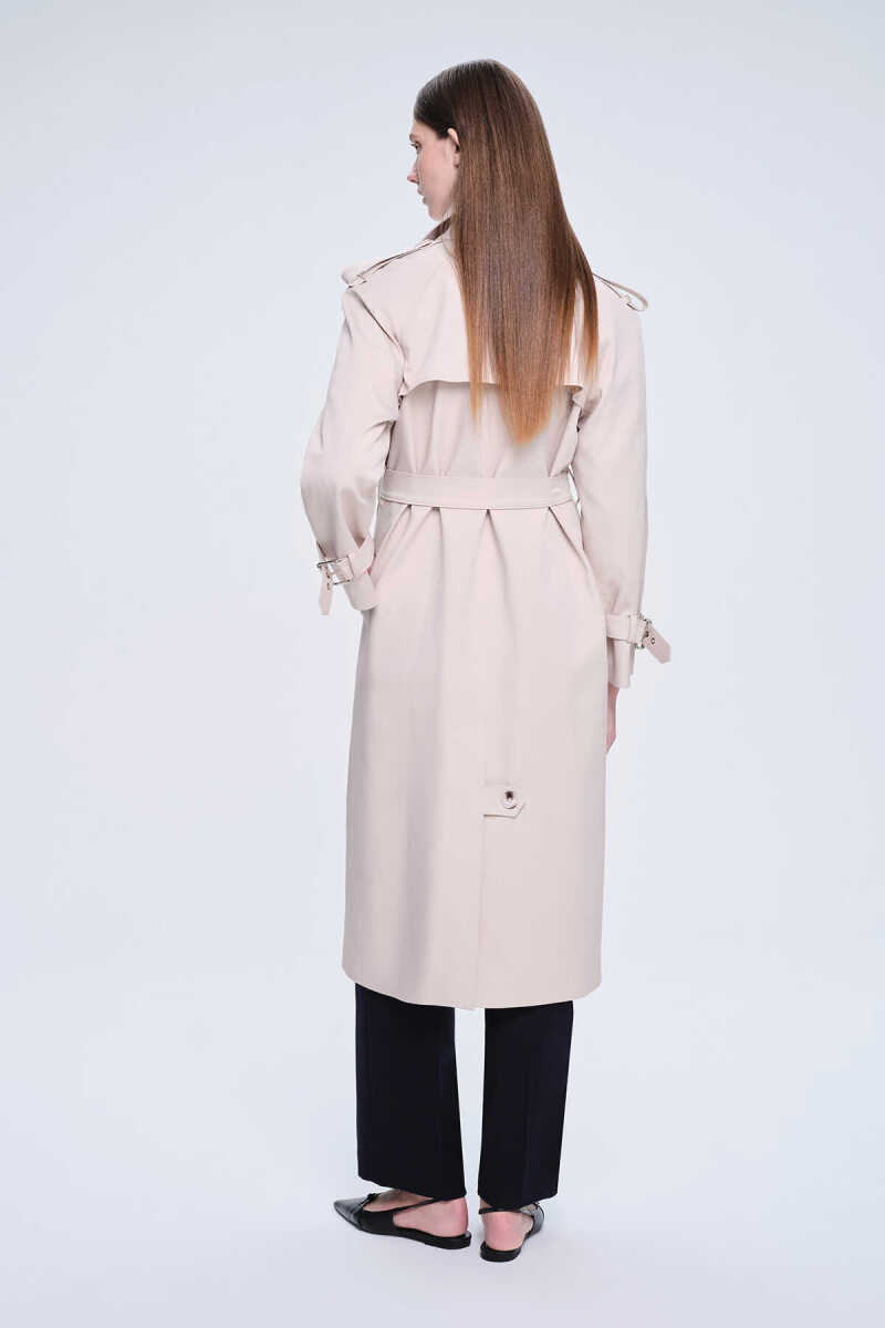 Saykı Woman Bej Slim Fit Mono Yaka Pamuklu Trençkot - Saykı Woman (1)