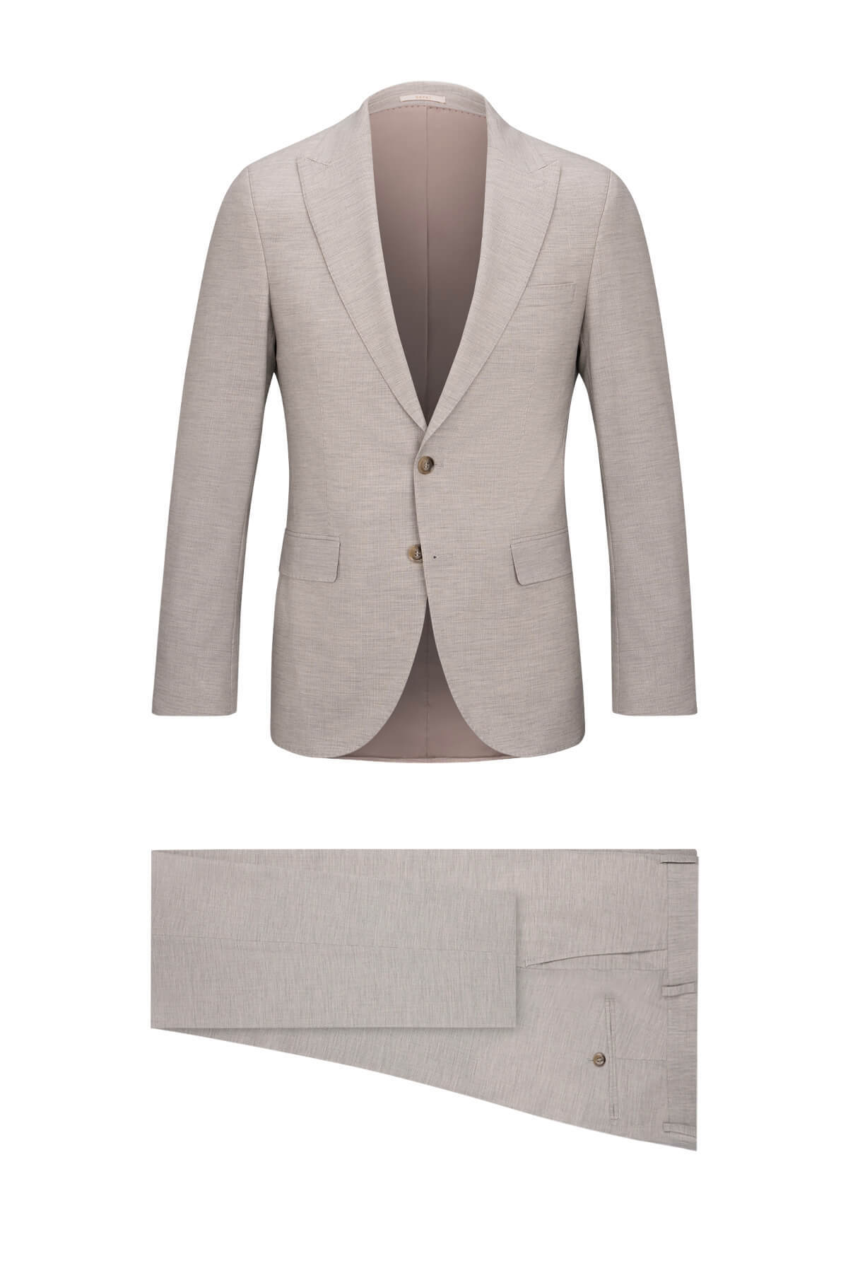 Bej Slim Fit Sivri Yaka Takım Elbise - 2