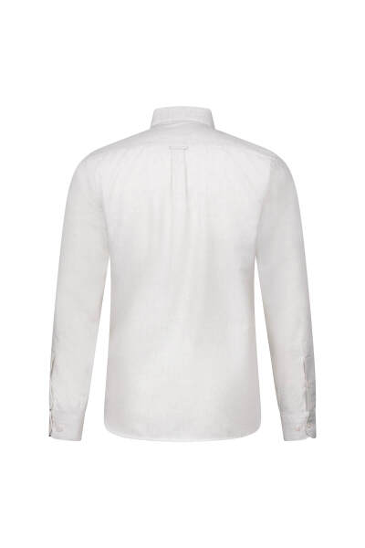 Bej Slim Fit Uzun Kol Düğmeli Yaka Pamuklu Flanel Gömlek - 2