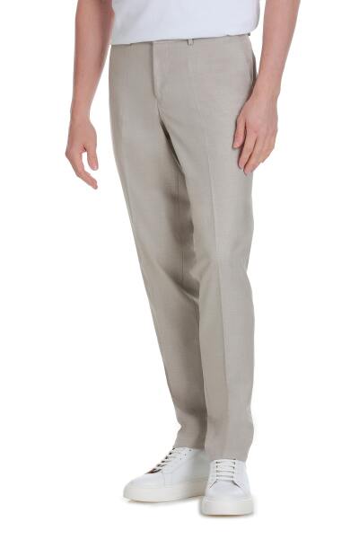 Bej Slim Fit Yandan Cepli Kumaş Pantolon - 4