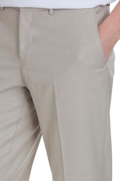 Bej Slim Fit Yandan Cepli Kumaş Pantolon - 3