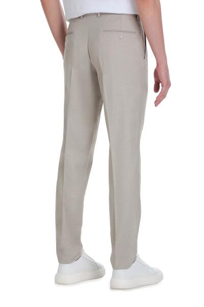Bej Slim Fit Yandan Cepli Kumaş Pantolon - 4