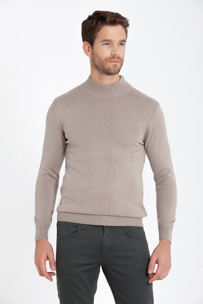 Gri Regular Fit Yarım Balıkçı Yaka Pamuklu Triko Kazak - 6