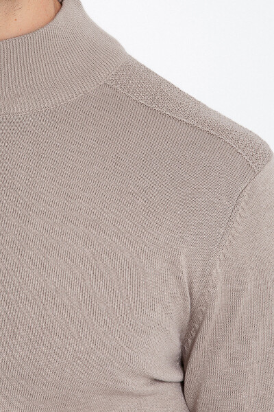 Gri Regular Fit Yarım Balıkçı Yaka Pamuklu Triko Kazak - 8