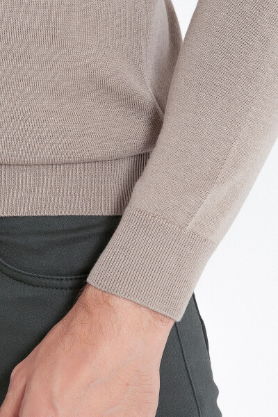Gri Regular Fit Yarım Balıkçı Yaka Pamuklu Triko Kazak - 9
