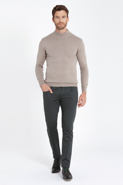 Gri Regular Fit Yarım Balıkçı Yaka Pamuklu Triko Kazak - 13