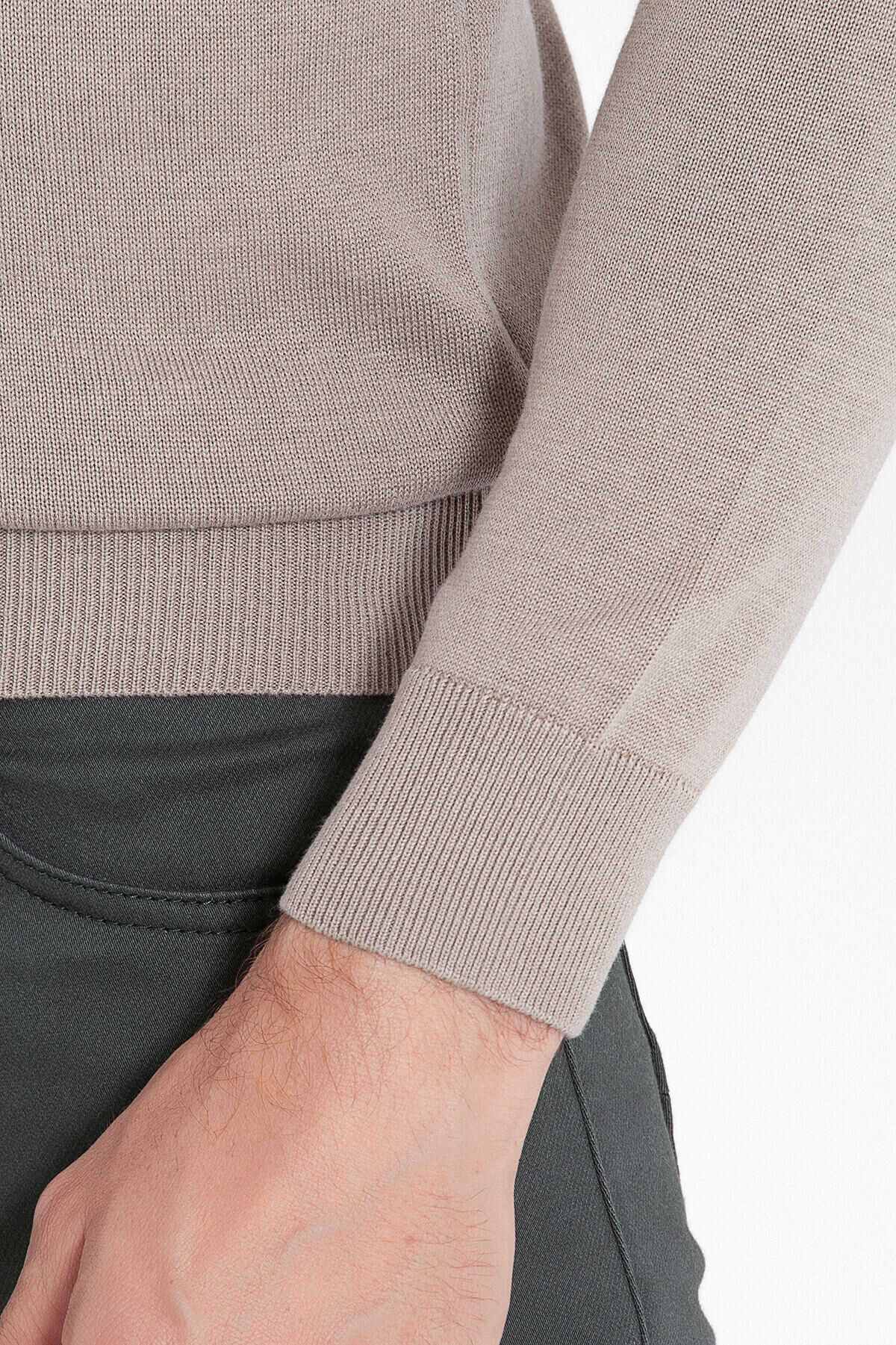 Gri Regular Fit Yarım Balıkçı Yaka Pamuklu Triko Kazak - 10