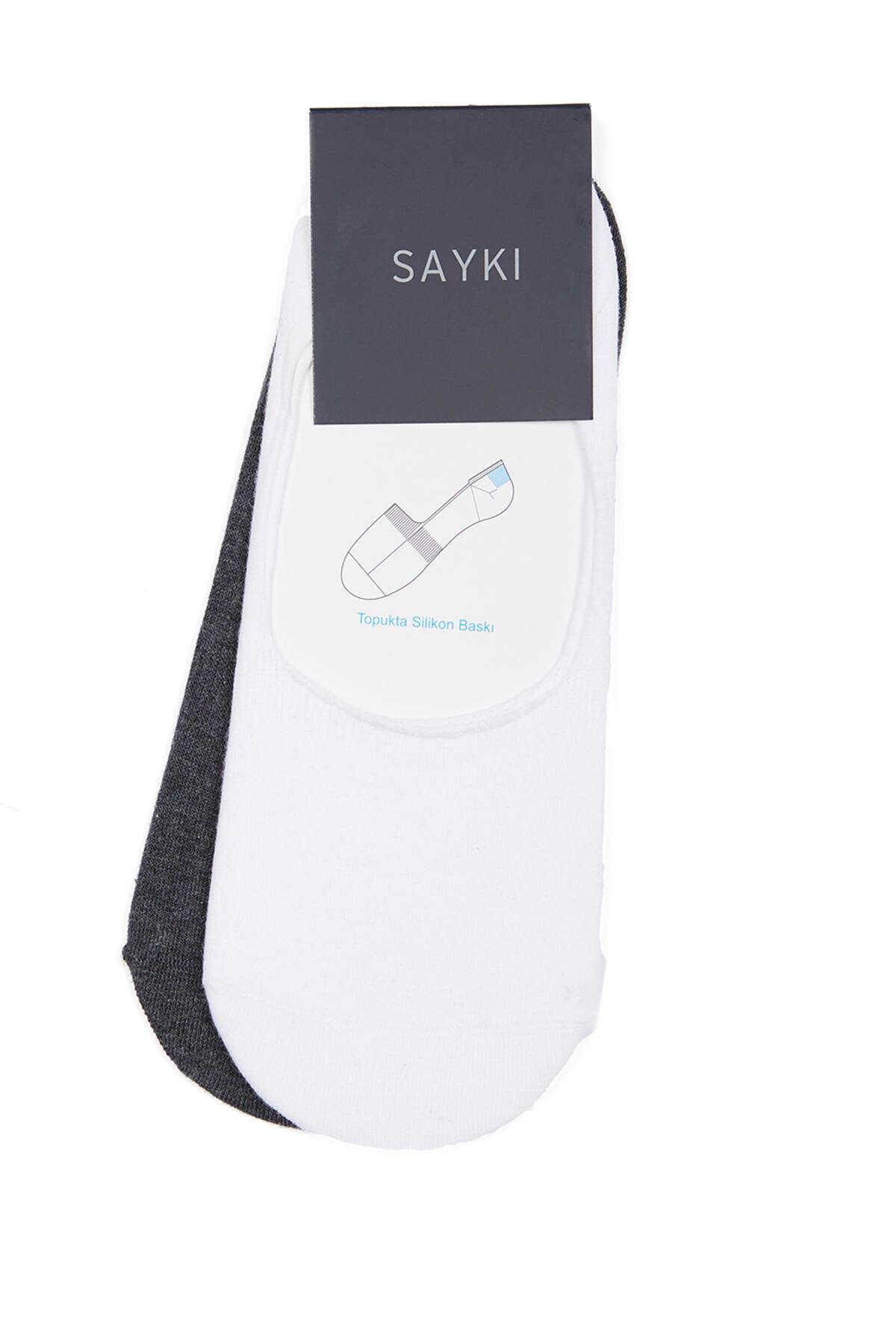 Beyaz Basic Pamuklu İkili Dikişsiz Babet Çorap - 1