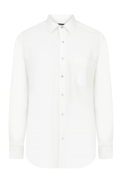 Beyaz Armürlü Slim Fit Gömlek - 1
