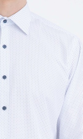 Beyaz Baskılı Regular Gömlek - Thumbnail
