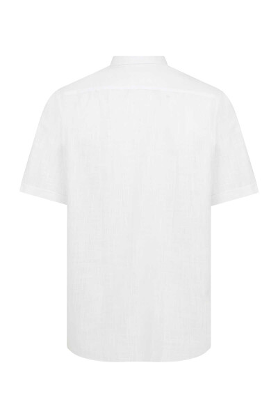 Beyaz Klasik Fit 100% Pamuk Kısa Kol Klasik Gömlek - 2