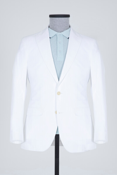 Beyaz Basic Slim Fit Ceket - Thumbnail
