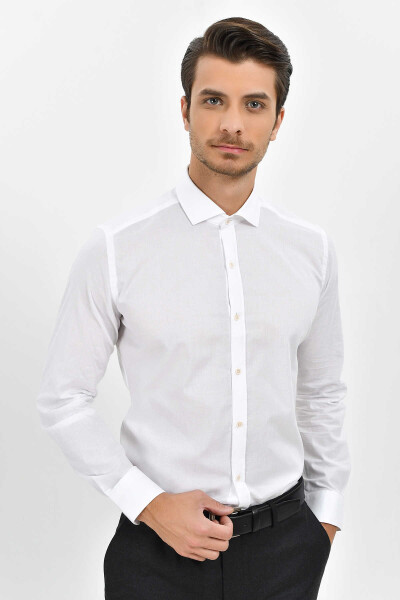 Slim Fit Beyaz Gömlek - Thumbnail