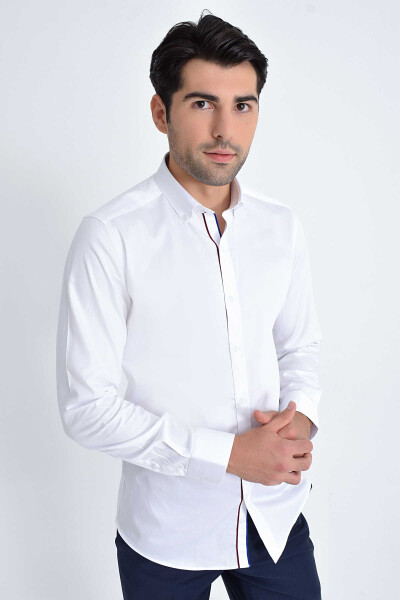 Beyaz Slim Fit Gömlek - 1