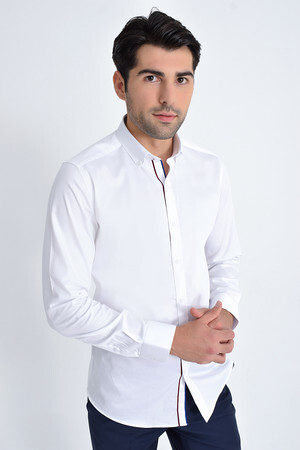 Beyaz Slim Fit Gömlek - 4